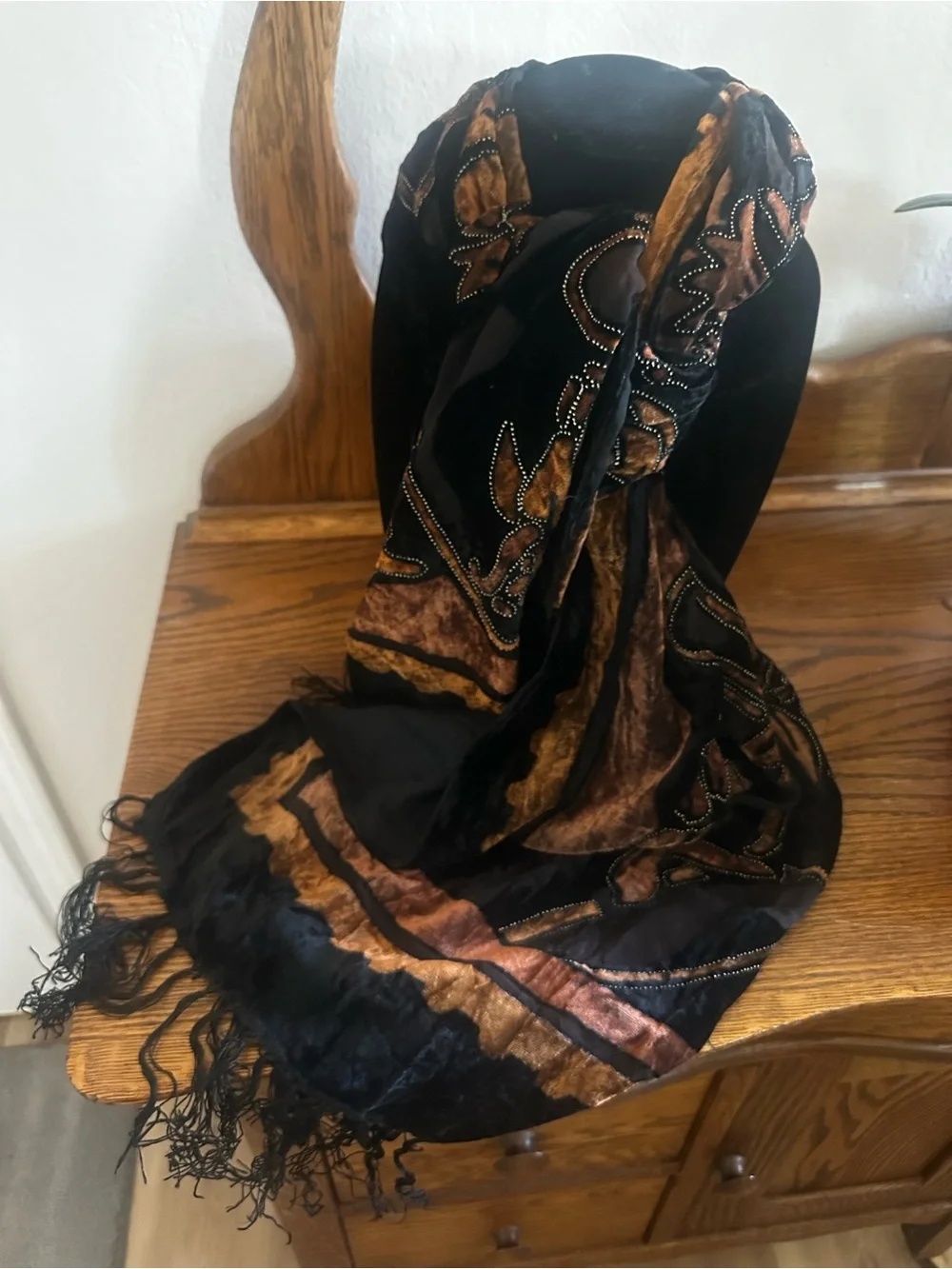 Gothic Romance Silk/Velvet Burnout scarf/Wrap